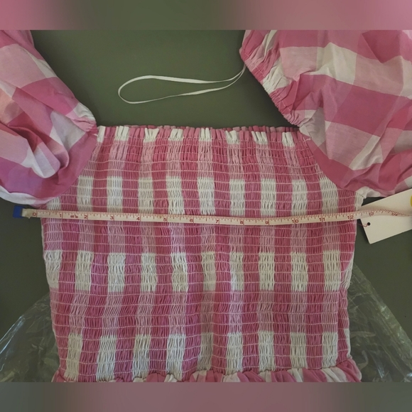 Red Dress Aura Barbie Pink Gingham Smocked Midi Dress Size S - Picture 7 of 7
